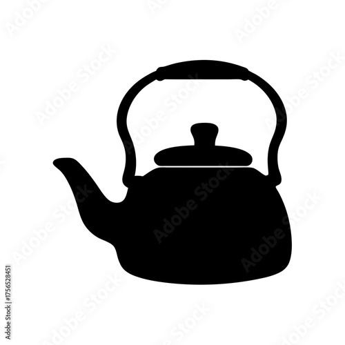 Stylized black silhouette of a traditional tea kettle with handle
