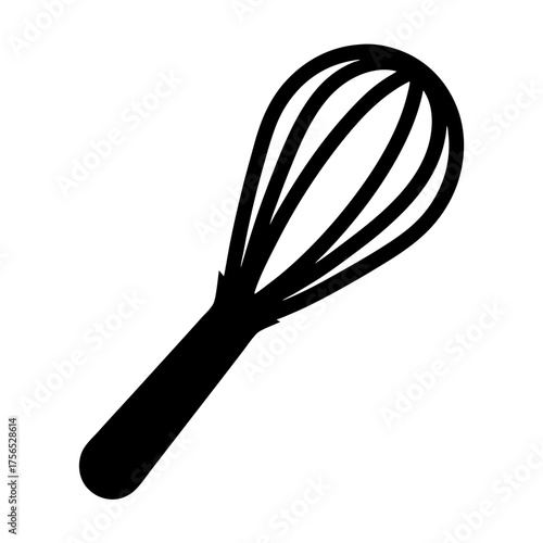 A simple image of a black wire whisk, ideal for culinary usage
