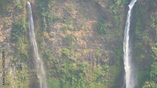 Tad Fane Waterfall near Paksong surrounded by lush tropical forest, Paksong, Laos