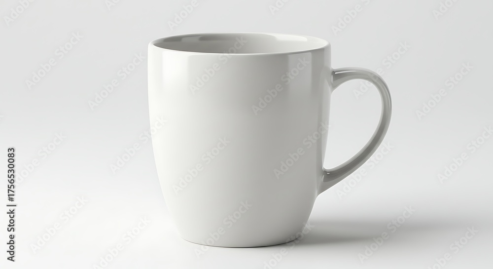 Fototapeta premium Simple and elegant white ceramic mug against a plain background, perfect for drinks
