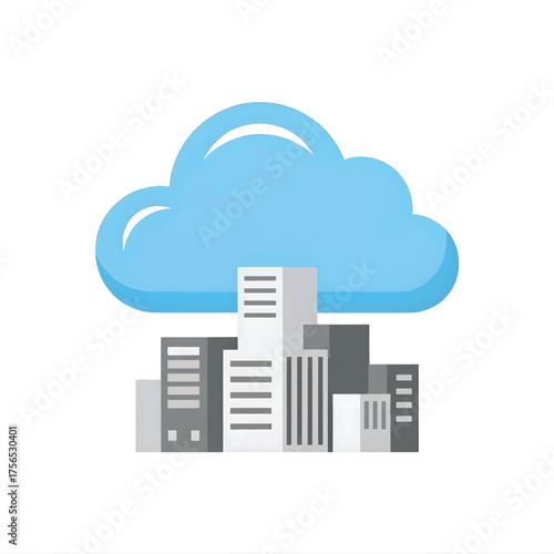 Skyscrapers Under a Cloud Cityscape Illustration with a Cloudy Sky