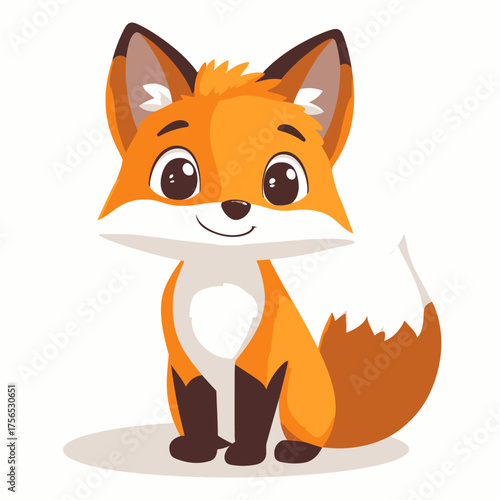 Adorable Cartoon Fox Sitting with a Friendly Smile.