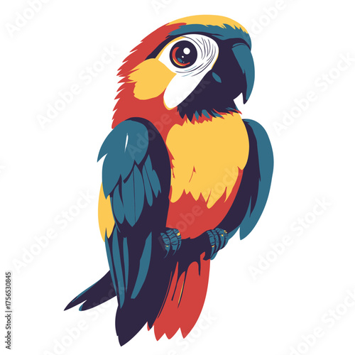 Colorful Macaw Parrot Perched on a Branch with Vibrant Feathers.