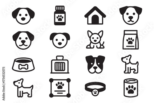 minimal dog icons vector pack ai eps jpeg png for pet shop branding app ui and packaging designs