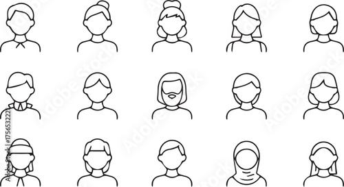 editable vector avatar pack pixel perfect lineart icons for web app ui and profile placeholders