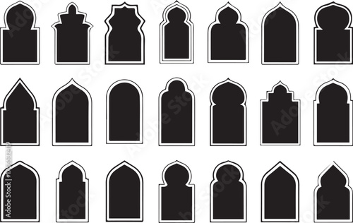 ornamental arch and window silhouettes vector collection ai eps jpeg png detailed islamic and gothic inspired designs