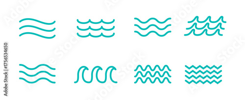 Wave line icon water vector sea flat ocean graphic symbol. Wave minimal logo