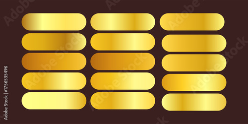Golden CTA buttons, big set..Vector ilustration