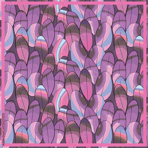 Print for kerchief, bandana, scarf, handkerchief, shawl, neck scarf. Squared pattern with ornament for fabric, textile, silk products. Paisley vector with abstract flowers. Floral folk tracery.