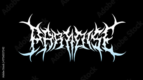 Paradise metal typography vector in sharp tribal lettering style, perfect for band logo, streetwear print, or dark aesthetic design