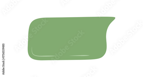 Hand drawn fluid speech box in a rectangle shape with doodle bubble edge sticker. The green sticker gives a textbox for comment or message and brings chat or conversation feel. Playful form for