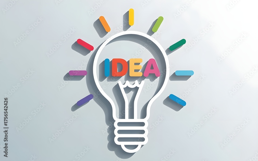 Fototapeta premium Creative Idea Concept with Colorful Light Bulb Illustration
