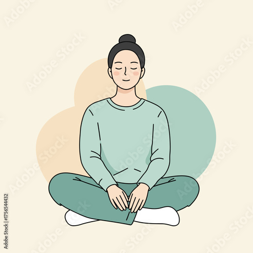 A person with eyes closed sits in a lotus position, practicing meditation and finding inner peace.