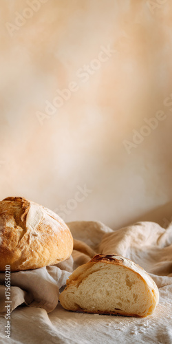 Bread Bread Loaf and Sliced on Linen