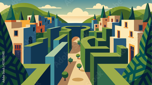 A labyrinth of narrow alleys and hidden passageways wind through the village revealing hidden treasures and secret gardens.