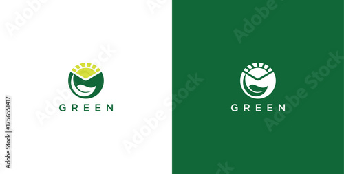 landscape logo with green grass