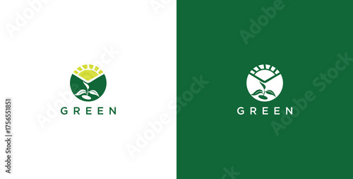 landscape logo with green grass
