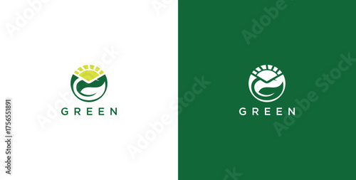 landscape logo with green grass