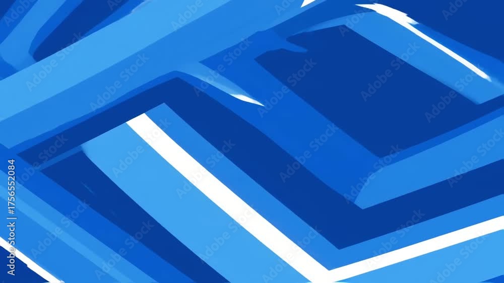 Vivid blue geometric shapes form a dynamic abstract pattern, with bold lines and sharp angles overlapping. This video showcases modern design, vibrant color, and creative visual art in stunning detail