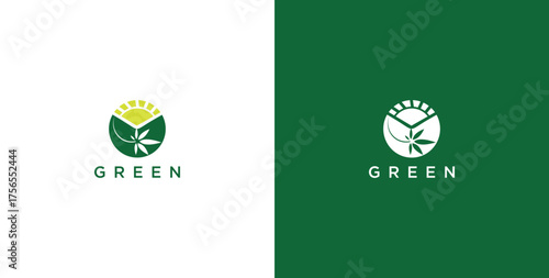 landscape logo with green grass
