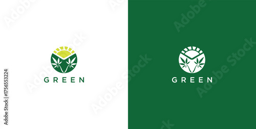 landscape logo with green grass