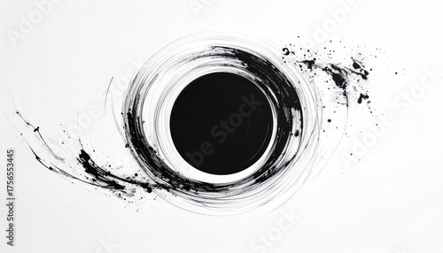 Abstract Circle Drawing on White Artistic Design Element for Backgrounds, Wall Art