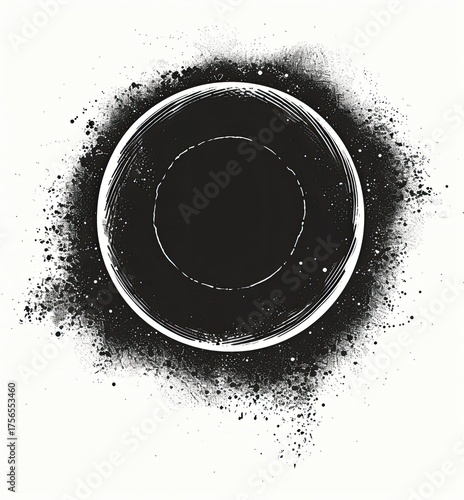 Abstract circle of darkness. Background has textured effects for graphic use