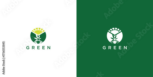 landscape logo with green grass