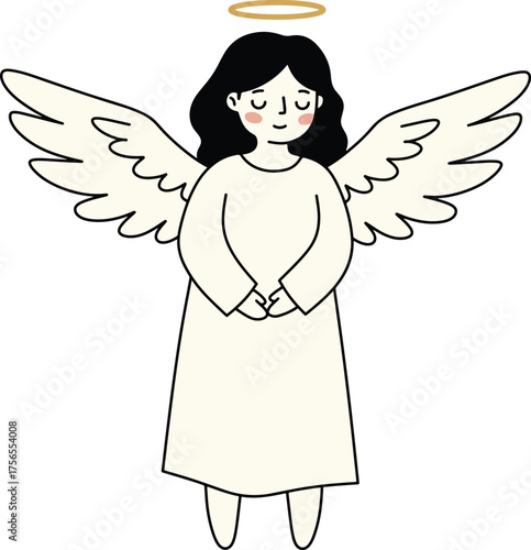 Sweet Little Angel with Halo and Wings
