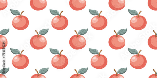Seamless pattern with cartoon tangerines on white background. Vector fruit background. 