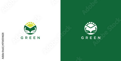 landscape logo with green grass