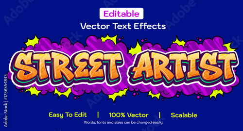 Editable vector text effect in graffiti style. Vector effect of graffiti text.