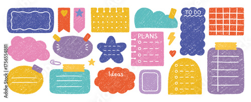 Fotografia Crayon memo text boxes and doodle frames set