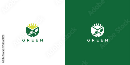 landscape logo with green grass
