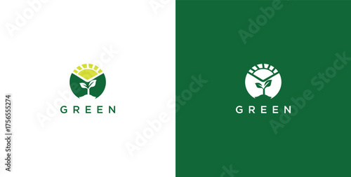 landscape logo with green grass