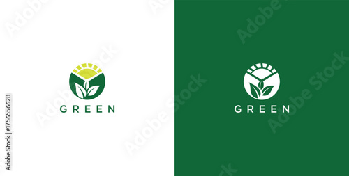 landscape logo with green grass