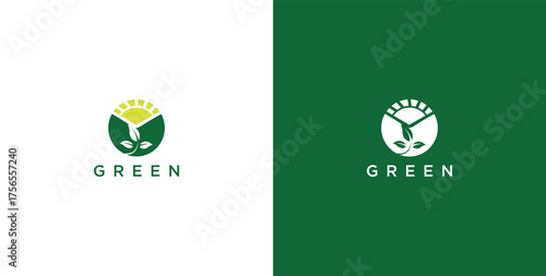 landscape logo with green grass