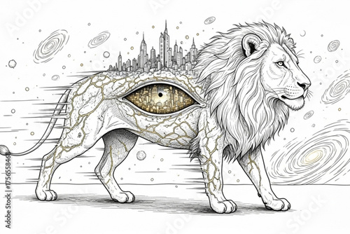 Ethereal Lion Rising from Light