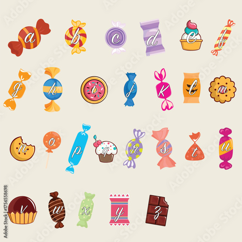 Candy alphabet for children's learning.