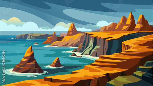 A rugged coastline its unique rock formations revealing the complex geological processes that shaped the land.