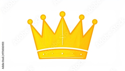 Cartoon golden crown on a white background. Symbol for royalty, power, victory