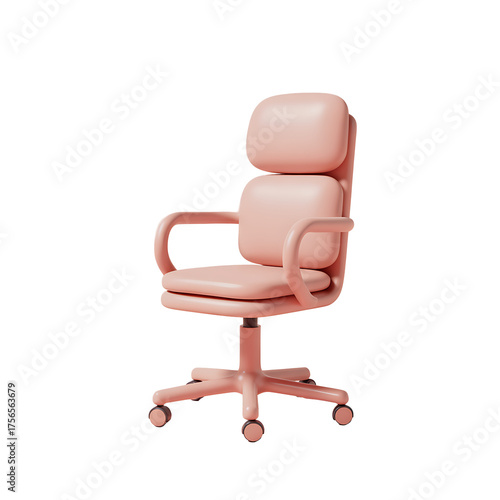 Retro pink office chair with padded back and seat