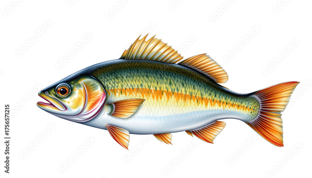 Fototapeta premium Freshwater Fish Illustration with Cold Water Reflection