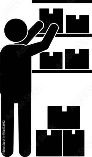Warehouse Worker Stocking Shelves Icon