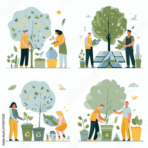 Sustainable lifestyle vector concept