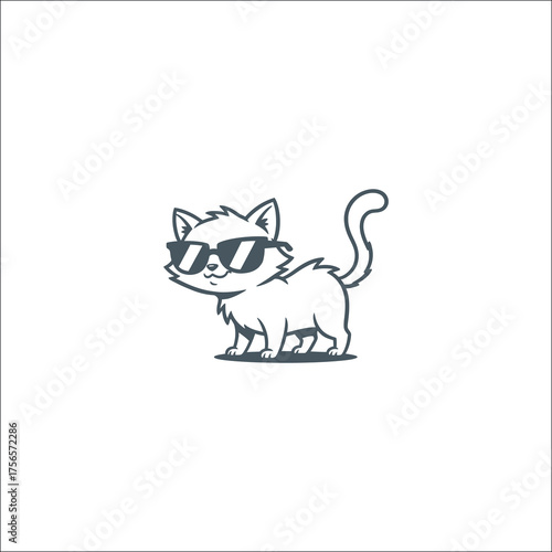 Funny cartoon cat illustration isolated on white background