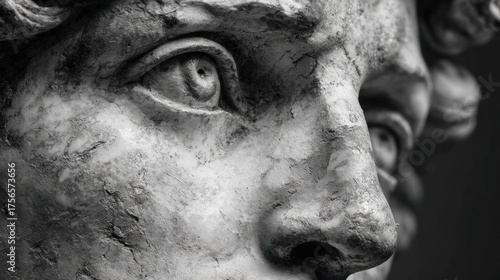 Wallpaper Mural Close-up of a marble sculpture's face; focusing on the eye and nose in grayscale Torontodigital.ca