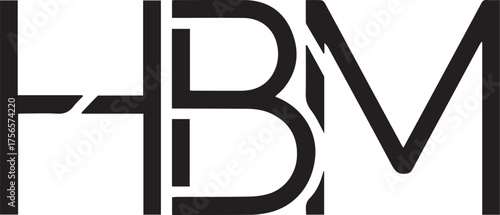 Minimalist HBM monogram logo – black-and-white design with fused letters “H,” “B,” and “M” in bold, modern typography for branding and identity.