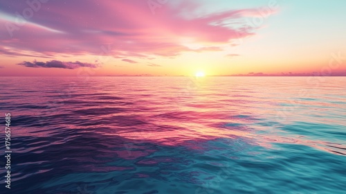 Vibrant Ocean Sunset - A Serene Seascape with Colorful Skies.