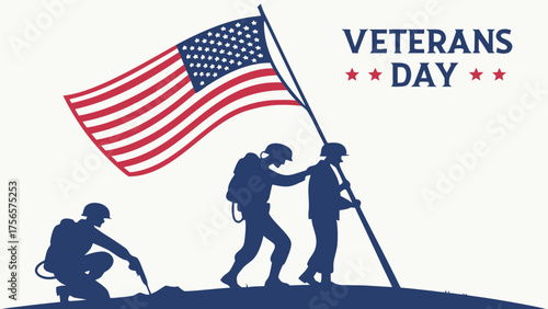 Remembering our veterans happy veterans day honoring military service and sacrifice american flag and soldiers